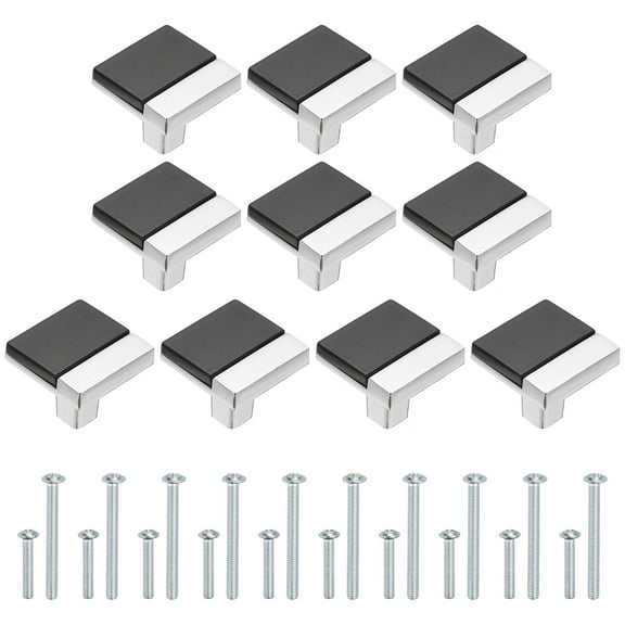 10 Pack Cabinet Knobs, Kitchen Cabinet Pulls Single Hole Dresser Handles and Drawer Pulls for Bedroom Dresser Black Silver