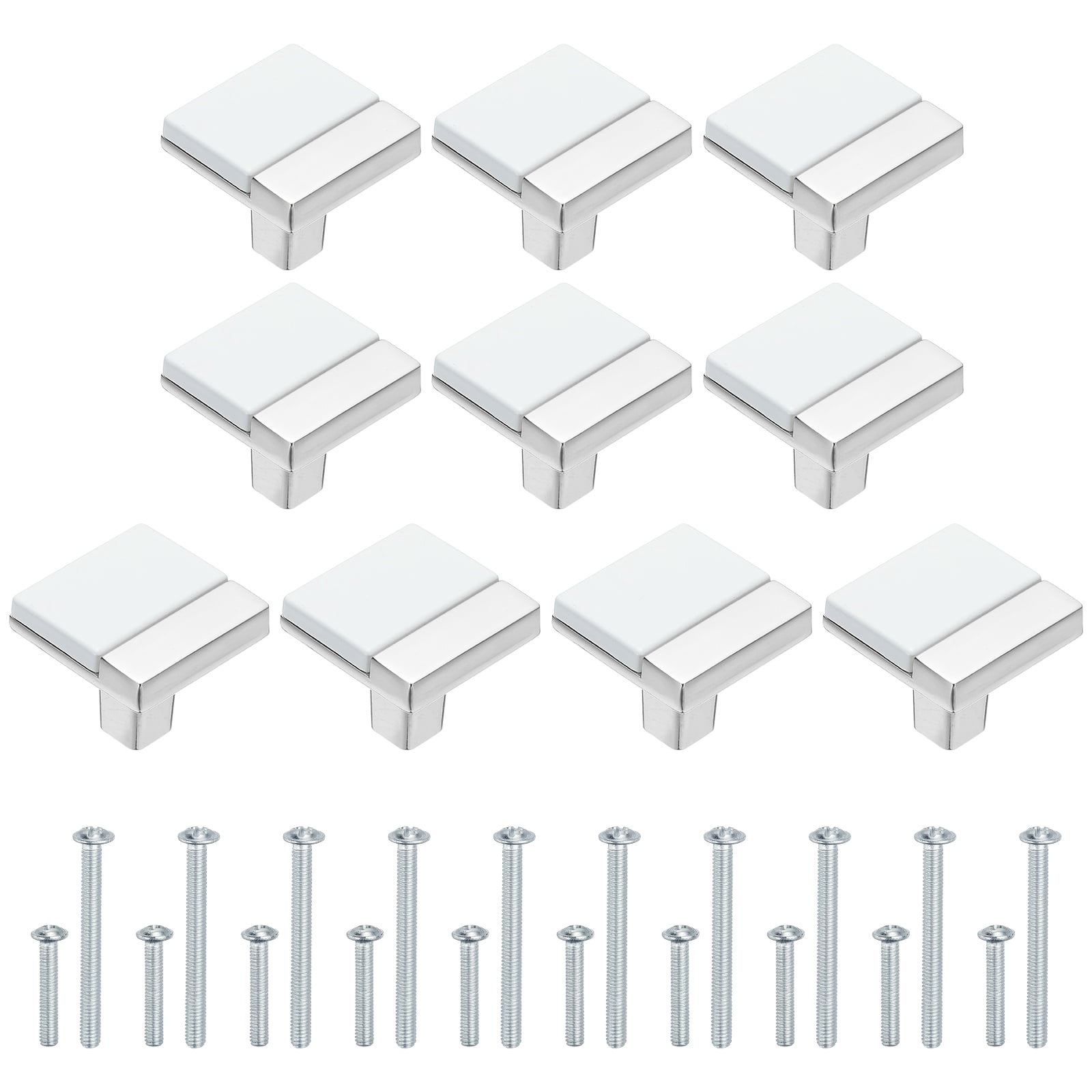 10 Pack Cabinet Knobs, Kitchen Cabinet Pulls Single Hole Dresser Handles and Drawer Pulls for Bedroom Dresser White Silver