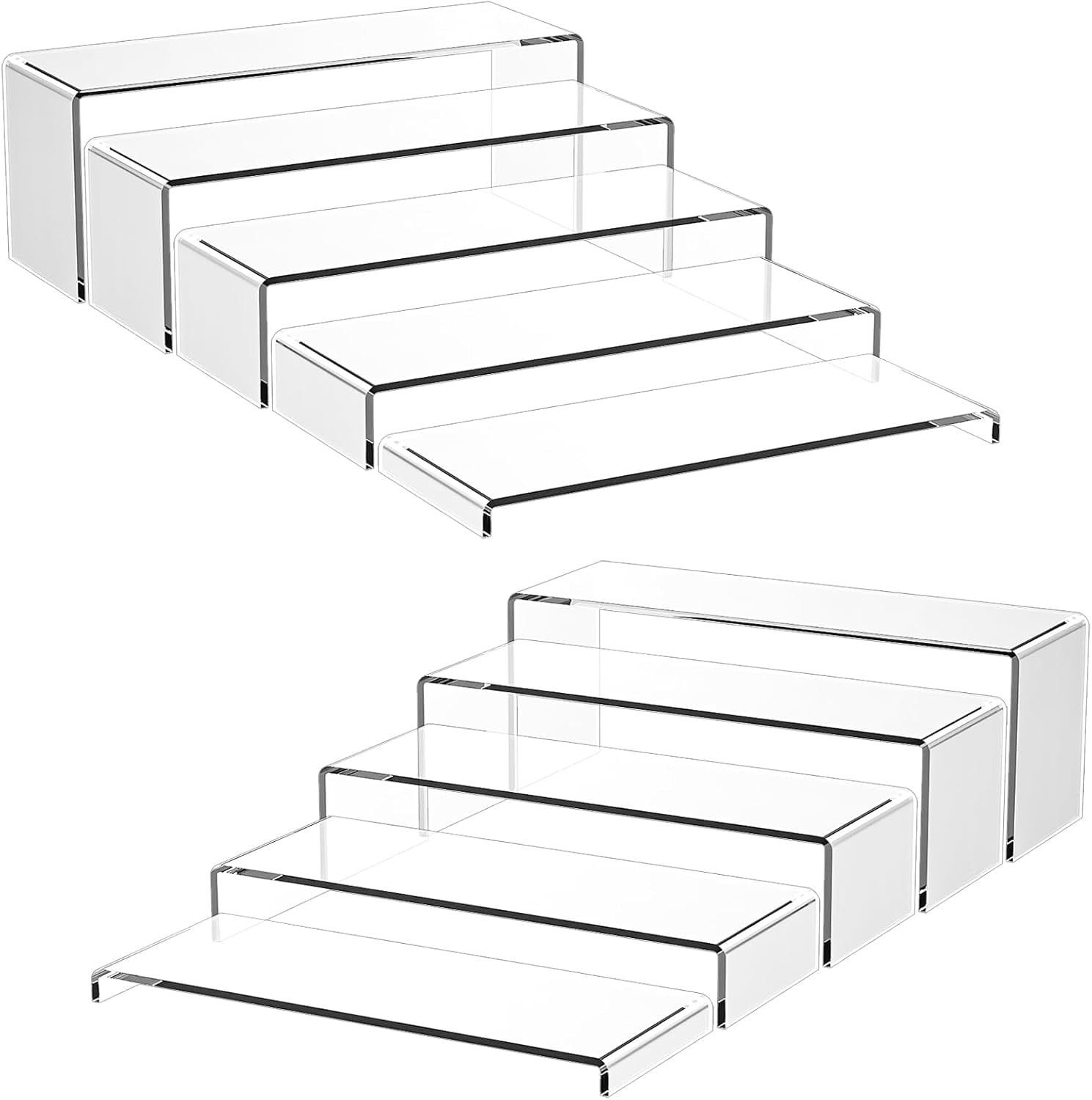 10-Pack Cabinet Shelf Organizers, 5 Sizes Clear Acrylic Spice Rack(10.8 ...