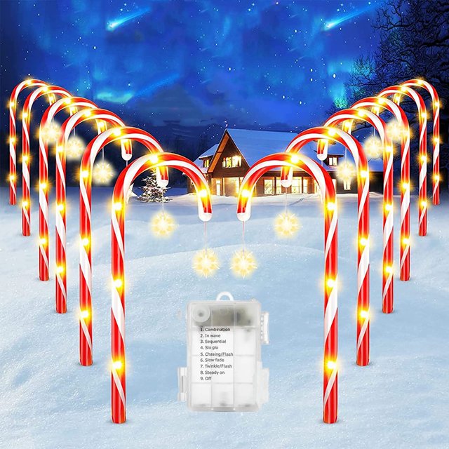 10 PackCandy Cane Outdoor Landscape Lights 18in Lighted Christmas