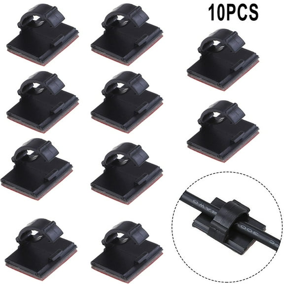 10-Pack Car Dash Cam Cable Clips, Wire Organizer Clamps, Adhesive Cable Management Holders for Vehicle Interior