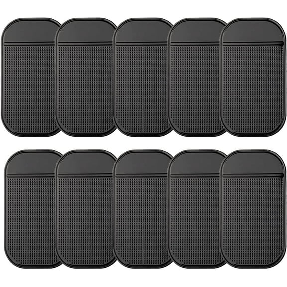 10 Pack Car Dashboard Non Slip Mat, Anti-Slide Sticky Extra-Thick Dash Grip Pad Ripple Anti-Slip Silicone Mat Heat Resistant for Radar Detector Cell Phone Keys Glass Mirrors Metal GPS Coins, Black