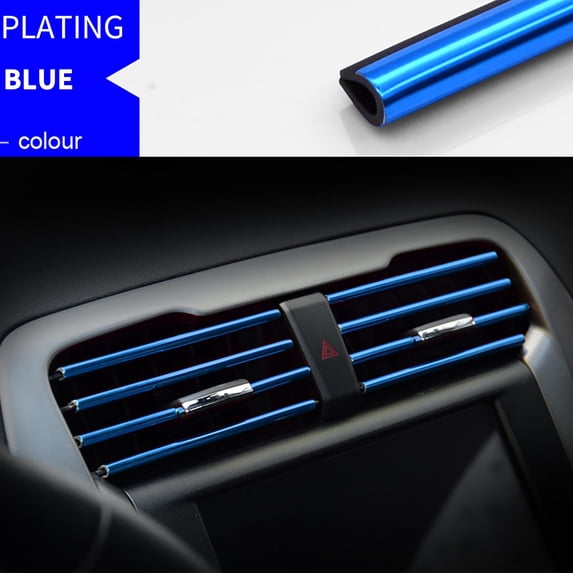 10-Pack Car Vent Trim Strips, U-Shaped Chrome Plated PVC Air Conditioner Vent Decorative Molding for Auto Interior, 8-Inch Length, Assorted Colors