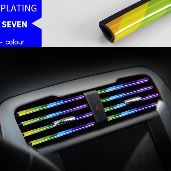 10-Pack Car Vent Trim Strips, U-Shaped Chrome Plated PVC Air Conditioner Vent Decorative Molding for Auto Interior, 8-Inch Length, Assorted Colors