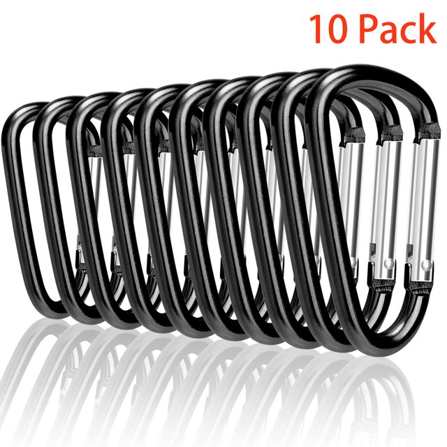 10 Pack Carabiner Clips, Upins Aluminum Locking Spring Hook Keychain D ...