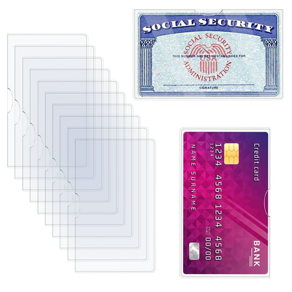 10 Pack Card Protector Social Security, Medicare, Credit & Driver's License Sleeve PVC Transparent 3.82x2.32in