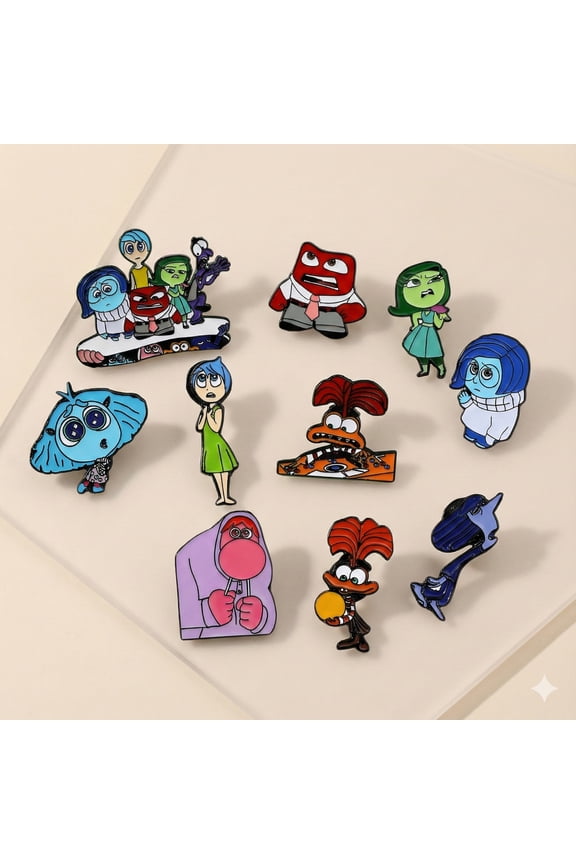 10-Pack Cartoon Emotion Themed Enamel Pins  Set of Expressive Character Badges for Jackets, Hats, and Backpacks