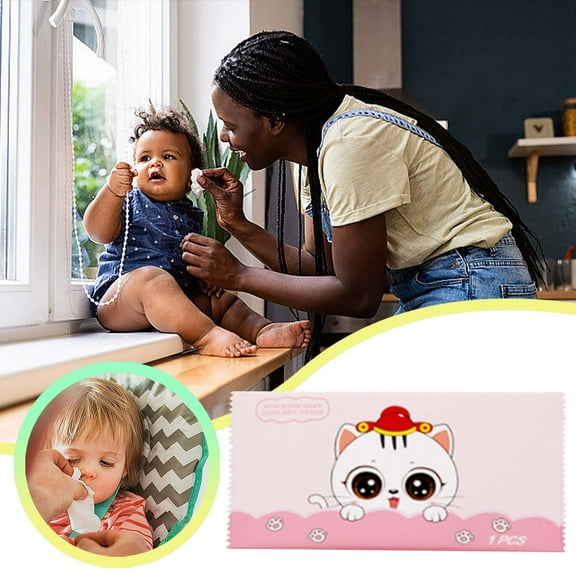 10 Pack Cartoon Flushable Wipes Disposable Wet Wipes Individual Packages (Pink Cat)