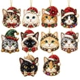 thumbnail image 1 of 10-Pack Cat Christmas Pearl Art Kit with 5D Diamond Painting Ornaments, Multicolor Feline Designs for Cat Lovers, Tree Decorations, 1 of 5