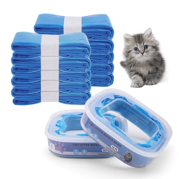 10 Pack Cat Litter Refills, Compatible with Genie Bag Refills, Scented, Blue