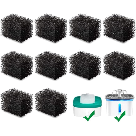 Kospetsin 10 pack Cat Water Fountain Sponges Replacement, Foam Filters for 92oz/2.8L Pet Fountain