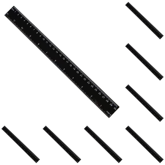 10 Pack Centimeter Scale Ruler 30cm, Plastic Rulers, Ruler 12 inch, Ruler for Office and Classroom, Ruler with Centimeters, Millimeter and Inches for Artists Designers And Students, Black