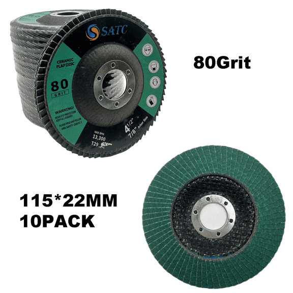 10 Pack Ceramic Flap Discs 80 Grit 4-1/2" x 7/8“ Sanding Discs T29 Angle Grinder