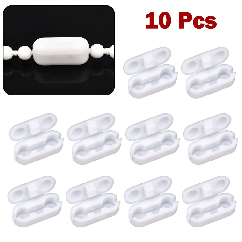 30 Pack White Chain Connectors Roller Shade Beaded Chain Connector Plastic  Replacement Vertical Roman Roller Blind Ball Chain Cord Connector Clips For