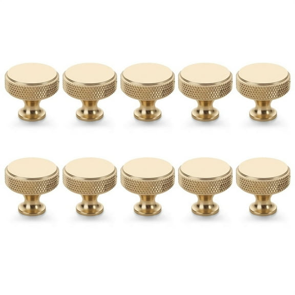 10 Pack Champagne Bronze Knurled Cabinet Knobs Round Kitchen Cabinet Pulls for Drawer Dresser, Cupboard and Wardrobe