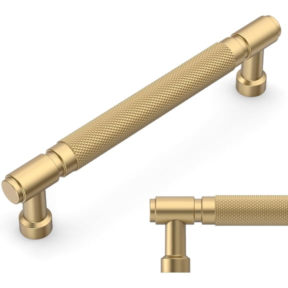 10 Pack Champagne Bronze knurled Cabinet Pulls 5 Inch(128mm) Hole Center Drawer Pulls Cabinet Hardware Kitchen Cabinet Handles for Bathroom ZH0072
