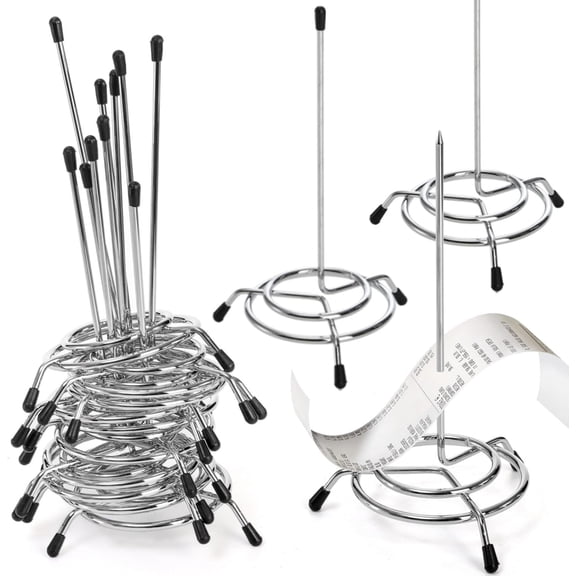 10 Pack Check Spindle, Paper Receipt Holder Spike, Stainless Steel Restaurant Ticket Stabber, Desk Straight Rod Bill Fork, Memo Holder Spike for Office Kitchen, 6.5 Inch
