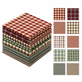 10 Pack Christmas Plaid Cotton Fabric Squares, 7.87*7.87 Inch Pre-Cut Vintage Tartan Gingham Patchwork Fabric Bundle, Assorted Red Green Brown Plaid Cloth for DIY Sewing Quilting Holiday Crafts
