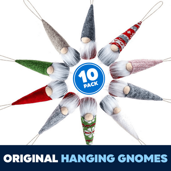 10 Pack! Christmas Tree Hanging Gnomes Ornaments, Set of 10 Swedish Plush Gnomes Santa Elf Table Ornaments, Hanging Christmas Tree Decorations Xmas Home Dcor