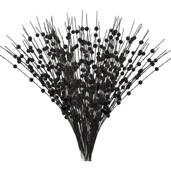 10 Pack Christmas Tree Picks, Artificial Glitter Christmas Picks for Tree, Christmas Tree Filler Decorations, Stems for Christmas Tree(17 Inch, Black)