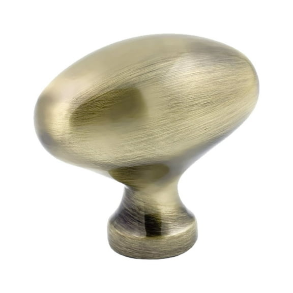 10 Pack Classic Football Style Rustic Brass Cabinet Hardware Knob, 1-31/32 Inch Overall Length