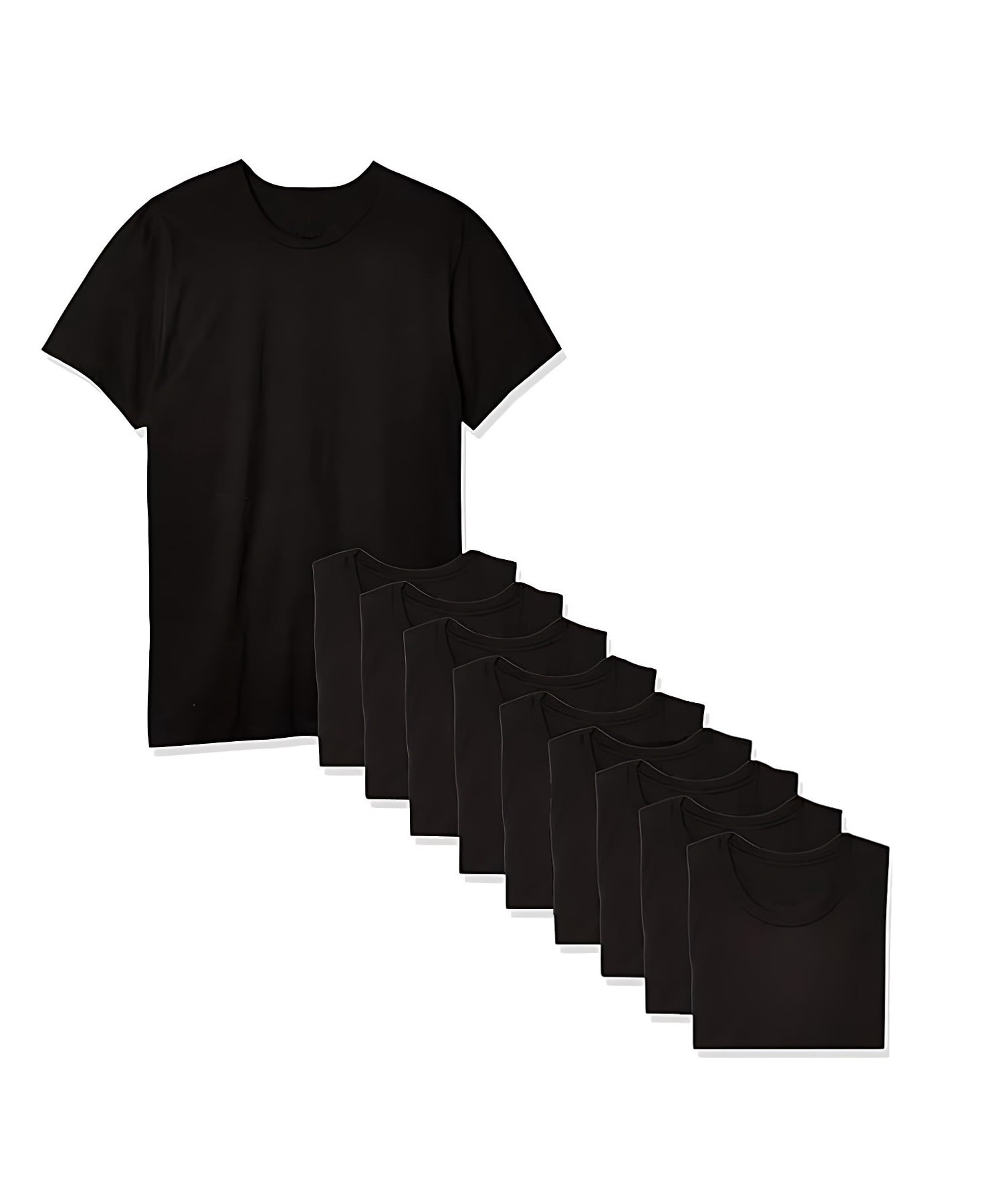 10-Pack Classic Mens T-Shirts - Short Sleeve Crew Neck Plain Novelty T Shirt for Men, Men's Moisture Wicking Cotton Crew Tee Undershirts Black Large
