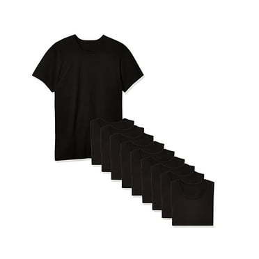 10-Pack Classic Mens T-Shirts - Short Sleeve Crew Neck Plain Novelty T Shirt for Men, Men's Moisture Wicking Cotton Crew Tee Undershirts Black Large