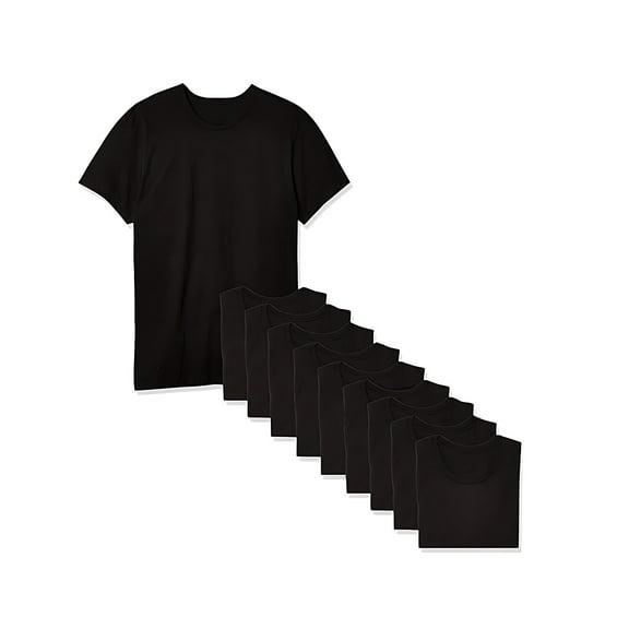 10-Pack Classic Mens T-Shirts - Short Sleeve Crew Neck Plain Novelty T Shirt for Men, Men's Moisture Wicking Cotton Crew Tee Undershirts Black Large