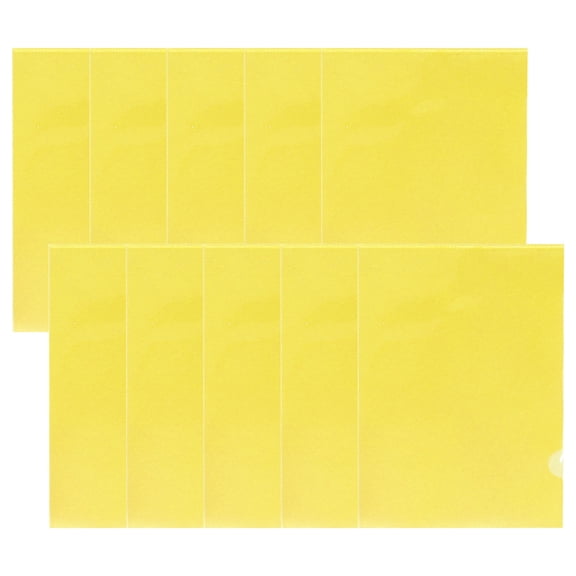 10 Pack Clear Document Folder Project Pockets, Transparent PP Plastic Folders Letter Size L Shaped Document Folders, Paper Poly Jacket Sleeves Folders Copy, 8 Colors Available,Yellow