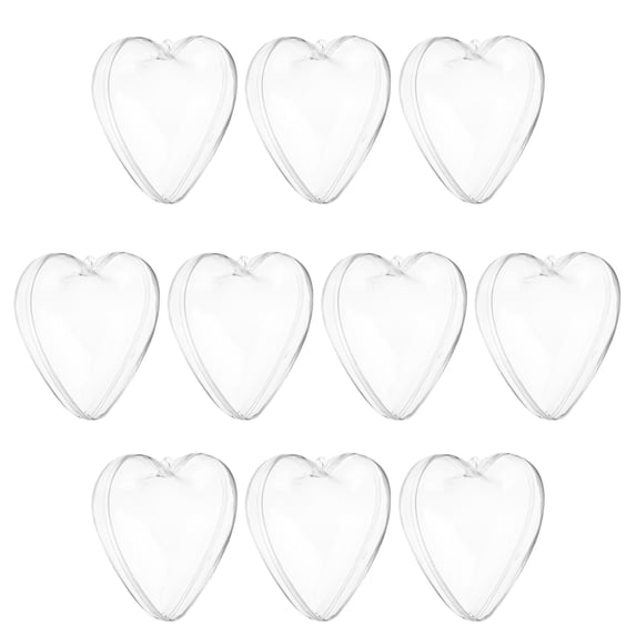 10 Pack Clear Fillable Heart Ornament, 3.9 Inch Hanging Plastic Balls Transparent Heart Shaped Decor for DIY Craft
