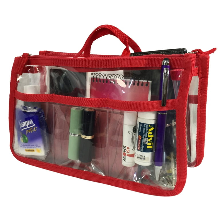 10 Pack Clear Handbag Organizer See Through Cosmetic Insert Purse r Transparent Travel Pouch Liner with Handle Red Walmart