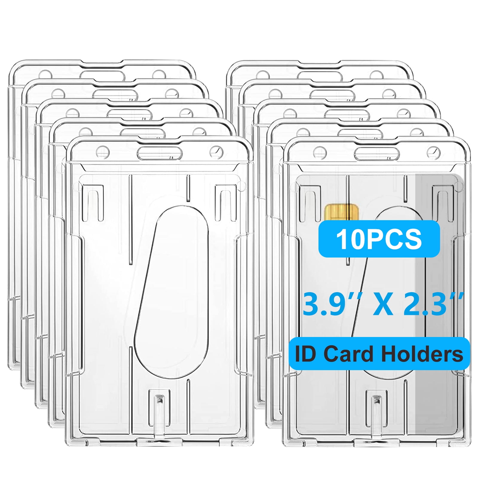 10Pcs Vertical Transparent Vinyl Plastic Clear ID Card Badge Holder-lq
