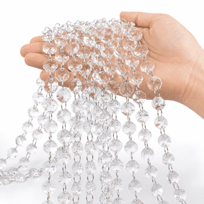 10 Pack Clear K9 Crystal Bead Garland Chain, 30.5ft Total Length