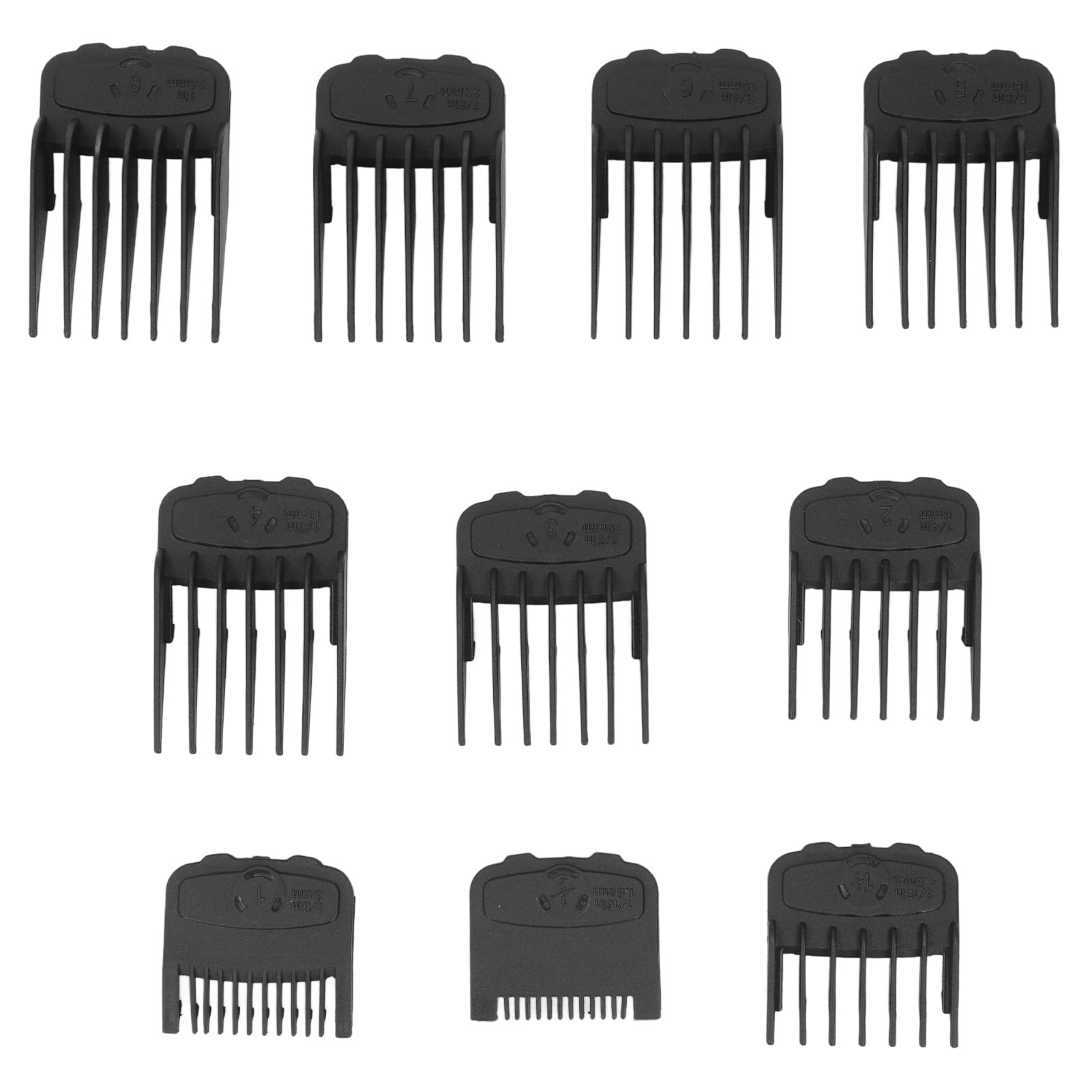 10Pack Clear Numbered Guide Combs, Universal Hair Clipper Attachments with Storage Box Black