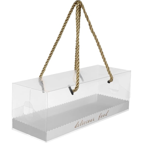 10 Pack Clear Plastic Cake Boxes with Handles for Swiss Rolls, 9x3 Inch Bakery Container