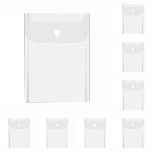 10 Pack Clear Plastic Document Envelopes B7, Waterproof Snap Closure File Pouches, Transparent Storage Folder for Receipts, Stickers, Photos, Bills, Office Supplies