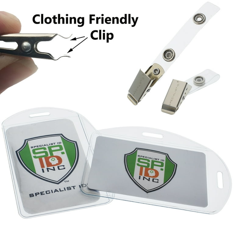 Plastic outlet badge clips