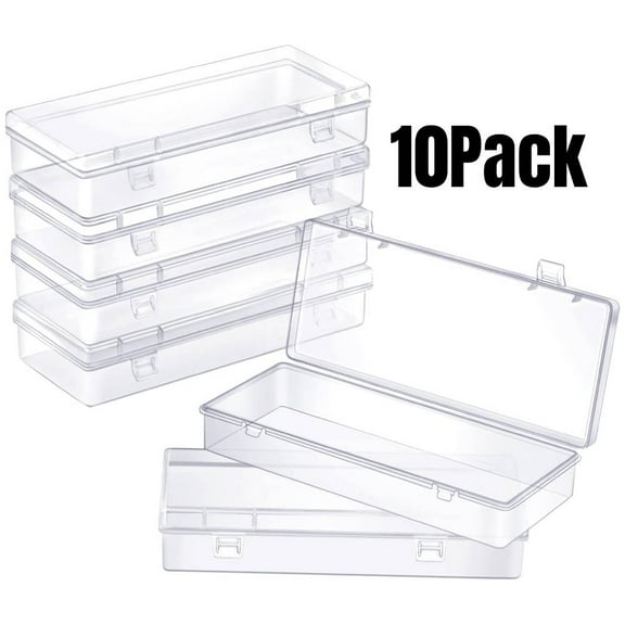 10-Pack Clear Plastic Organiser Box Container Craft Storage for Beads Organiser Art DIY Crafts Jewellery Fishing Tackles Items(6.2'' x 2.5'' x 1.2'')