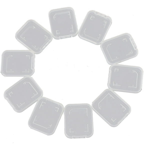 10 Pack Clear Plastic SD Card Protective Case, Anti-Lost Dry Storage Holder for SD SDHC Memory Cards, Pocket Size Portable Storage Box