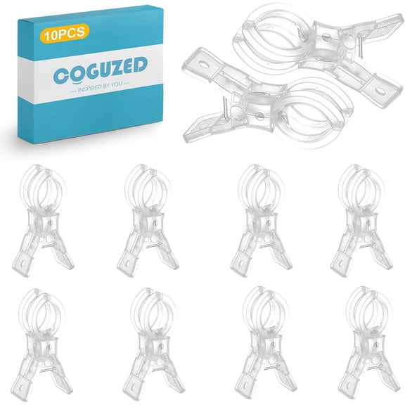10 Pack Clear Spring Clamps for Backdrop Stand, Heavy Duty Plastic Clips for Event Decorations, Photography Background and Balloon Arch, 3.5 Inch