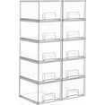 thumbnail image 1 of 10 Pack Clear Stackable Storage Drawers, 4.4'' Tall Acrylic Bathroom Makeup Organizer,Plastic Storage Bins For Vanity, Undersink, Kitchen Cabinets, Pantry, Home Organization, 1 of 10