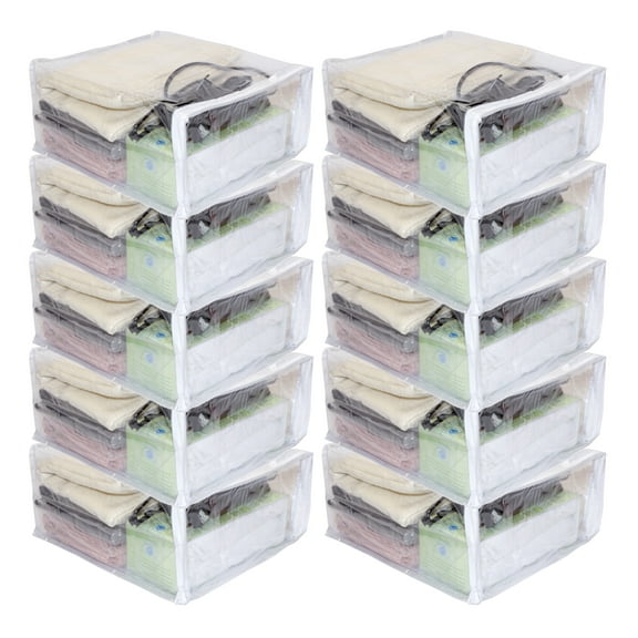 10-Pack Clear Vinyl Storage Bags 9 x 11 x 5 Inch with Zipper and 7.5" Display Pocket