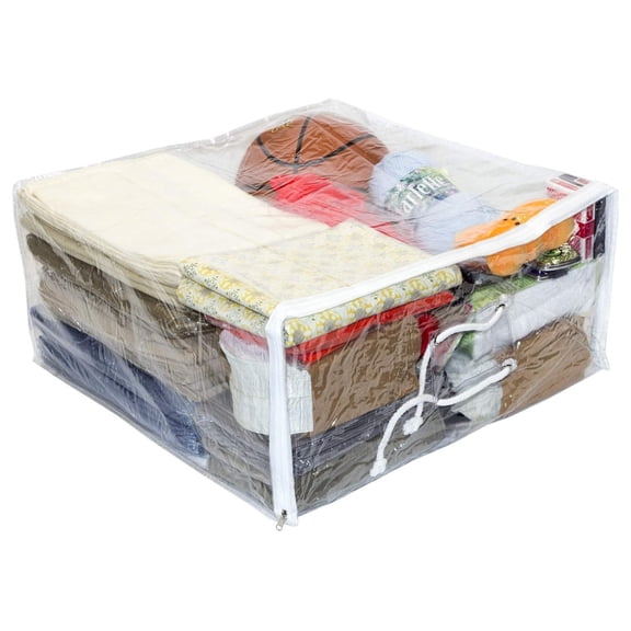 10-Pack Clear Vinyl Zippered Comforter Moving Storage Bags 21 x 21 x 10 Inch with Rope Handle