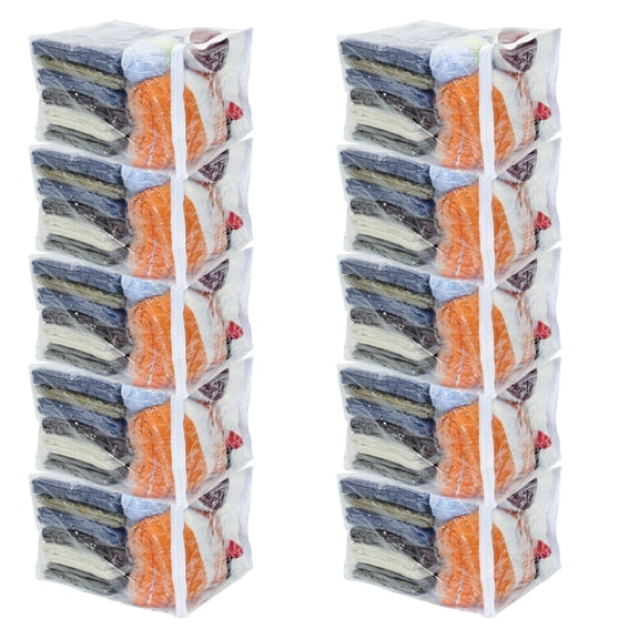 10-Pack Clear Vinyl Zippered Storage Bags 15 x 18 x 12 Inch