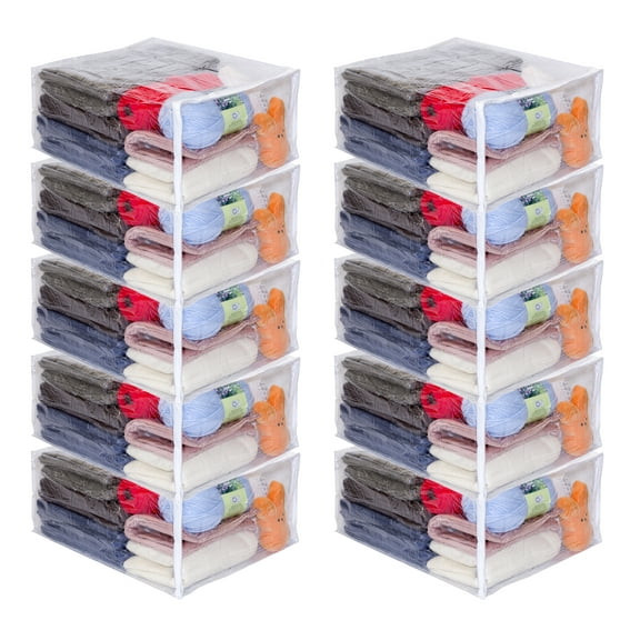 10-Pack Clear Vinyl Zippered Storage Bags 15 x 18 x 8 Inch