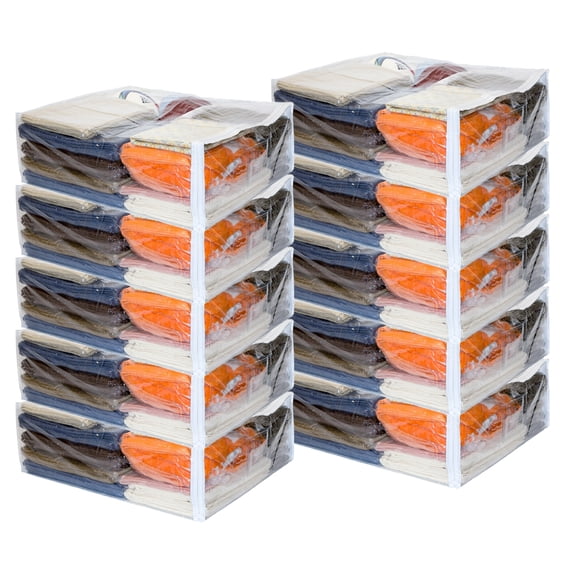 10-Pack Clear Vinyl Zippered Storage Bags 20 x 23 x 8 Inch