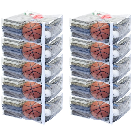 10-Pack Clear Vinyl Zippered Storage Bags 23 x 23 x 10 Inch