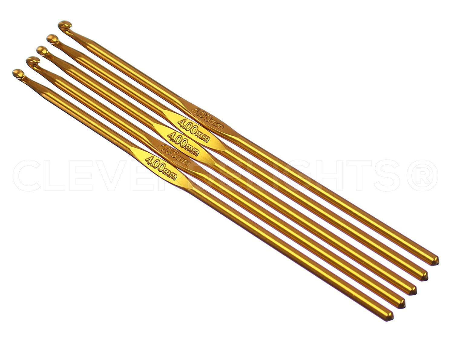 CLEVER DELIGHTS 10 Pack - CleverDelights Size G (Size 6) Aluminum Crochet Hooks - 6" Length - 4mm Diameter