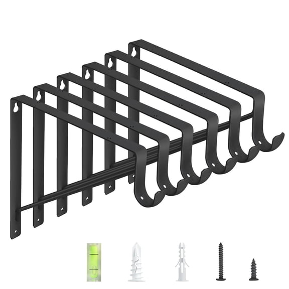 10-Pack Closet Rod Bracket, 10.8x10.8Inch Closet Shelf Brackets Heavy Duty Wall Mounted, Matte Black Steel Closet Rod Support Brackets Holder, 300 Lbs Load Capacity with Anchors Screws
