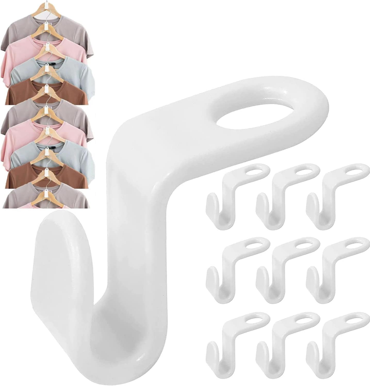 10 Pack Coat Hanger Hooks for Closet Space Saver Clothes Hanger